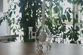 11'' Tall Straight Glass Egg Shaped Inside Pipe 18mm Female Tripol Base Water Filter Pipe (White)