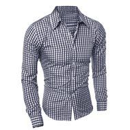 Men's Blouse,Laimeng Cotton Blend Autumn And Winter Long-sleeved Plaid Self-Cultivation Shirt Top Blouse (XL,... N3
