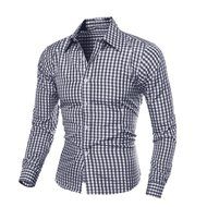 Men's Blouse,Laimeng Cotton Blend Autumn And Winter Long-sleeved Plaid Self-Cultivation Shirt Top Blouse (XL,... N4