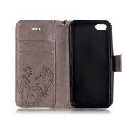 iPhone 5C Case, iPhone 5C Wallet Case,PHEZEN Four Leaf Clover Flower Design PU Leather Wallet Case Stand Flip... N40