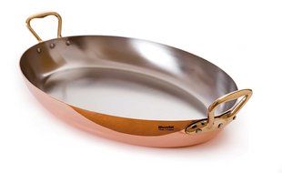 Mauviel Made In France M'Heritage Copper 150b 6524.45 Oval Pan with Bronze Handle, 6.1-Quart