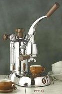 La Pavoni PSW-16 Stradavari 16-Cup Espresso Machine, Chrome with Wood Handles N7