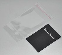 Housweety 100Sets Black Earring Display Cards 7cmx5cm W/ Self Adhesive Bags 11.5cmx6cm N2