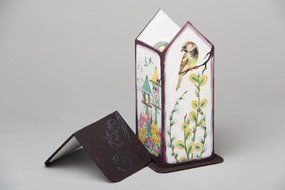 Handmade Glass Tea House Box Storage Kitche Decor Decoupage Painting N4