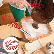 11-inch Ballon Whisk Red Kitchen Mixer Balloon Wire Egg Beater Tool Spus Handle N5