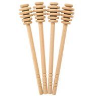 Honey Dipperz 4 PACK - 6" long (16cm) Wooden Honey Dipper Drizzler Stirring Stick, Spoon Rod Muddler Dispense