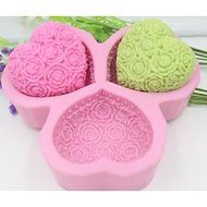 Sher Heart Shaped Rose Flower Fondant Cake Chocolate Silicone Mold Cake Decoration Tools,L14.5cmW14.5cmH3cm