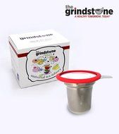 the Grindstone, Universal Tea Infuser, Easy Brewing of Loose Leaf Teas, Stainless Steel with Red Lid (New Item) N2