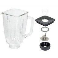 5 Cup Square Top 6 Piece Complete Glass Jar Replacement Set, Fits Oster Blender N2