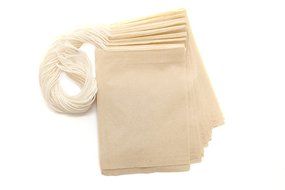Natural, Unbleached Empty Drawstring Tea Filter Bags w/ Free Tea Bag Squeezer | Biodegradable Paper Tea Bags for... N2