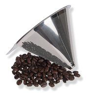 Stainless steel coffee dripper filter. Reusable paperless coffee cone with separate stand. Environmentally friendly... N4