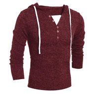 Men's Blouse,Laimeng Cotton Blend Autumn Winter Fashion Hooded Sweater Top Blouse (L, Wine Red) N4