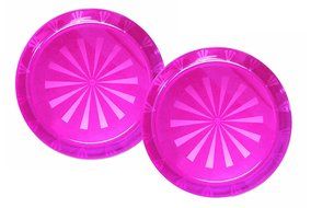Party Essentials Hard Plastic 12-Inch Round Serving Trays, Purple, 2Pk N19