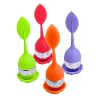 Tea Infuser, CCLV 4-Pack Silicone Tea Infuser Handle Stainless Steel Strainer Filter with Drip Tray N4