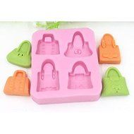 Y&XL&H Four Holes Handbag Shaped Fondant Cake Chocolate Silicone Mold Cake Decoration Tools,L8.5cmW7.5cmH1.6cm N2