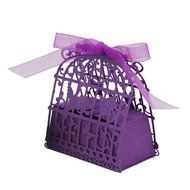 50PC Candy Box,Morecome Birdcage Flowers Laser Cut Favor Candy Box (Purple) N26