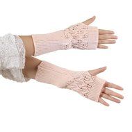 Hollow Out Leaves Knitted Gloves,Morecome Fashion Women Girl Knitted Gloves (Purple) N6