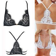 PHOTNO Women Hollow Translucent Underwear Sheer Lace Strap Lingerie Bra Top Bustier N13