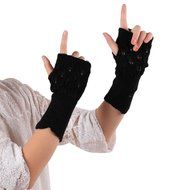 Hollow Out Leaves Knitted Gloves,Morecome Fashion Women Girl Knitted Gloves (Purple) N7