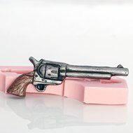 Long Pistol Silicone Mold Easy to use with Fondant, Chocolate, Candy, Resin, Clay, Wax, Soap Embed. Western Pistol... N2