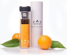 Teassentials 15 Ounce Double Walled Borosilicate Glass Tea Infuser Bottle / Tumbler