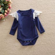 Jumpsuits,BeautyVan Toddler Baby Girl Solid Lace Long Sleeve Romper Jumpsuits Kid Clothes (12M, Navy) N7