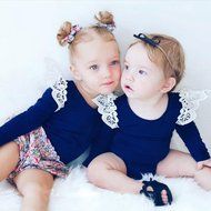 Jumpsuits,BeautyVan Toddler Baby Girl Solid Lace Long Sleeve Romper Jumpsuits Kid Clothes (12M, Navy) N8