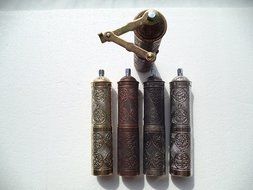 Traditional Authentic Handcrafted Turkish Brass Coffee Grinder Mill Coarse Adjustable 8.7'' Zamak - Antique Copper... N2