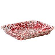 Enamelware Large Roasting Pan - Solid White with Blue Rim N9