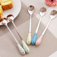 Ceramics Stainless Steel Tableware Creative 5-pieces Coffee Scoops Stirring Sugar Tea Spoons N6