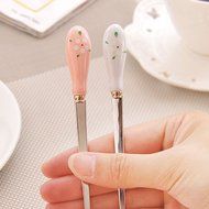 Ceramics Stainless Steel Tableware Creative 5-pieces Coffee Scoops Stirring Sugar Tea Spoons N8