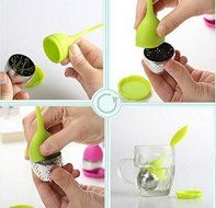 Drhob 1PC green Creative leaf shape silicone stainless steel tea bag tea strainer N3