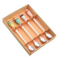 Ceramics Stainless Steel Tableware Creative 5-pieces Coffee Scoops Stirring Sugar Tea Spoons N11