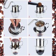 Hanperal Coffee Maker Pot，Silver Stainless Steel Vietnamese Drip Coffee Filter Maker Single Cup Strainer N7