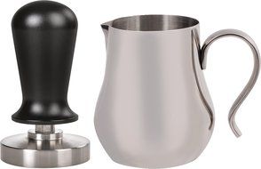LuxHaus 58mm Calibrated Pressure Tamper for Coffee and Espresso Bundle with FREE GIFT - 12oz Stainless Steel Milk... N5