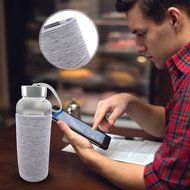 Hot or Cold Glass Tea Tumbler Bottle – Borosilicate Glass Tea Mug – Glass Water Bottle with Flavor Dispenser Cup... N8