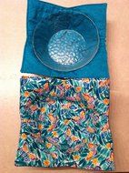 Teal Butterfly,gift, handmade,Hot Cold Bowl Cozy,Microwave Bowl Cozie,Fabric Trivet, Hot pad, Pot Holder,Cotton...