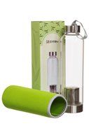 Hot or Cold Glass Tea Tumbler Bottle – Borosilicate Glass Tea Mug – Glass Water Bottle with Flavor Dispenser Cup... N10
