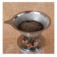 Xcellent Global Pour Over Coffee Dripper Stainless Steel Double Layer Mesh Filter Stand Paperless HG135