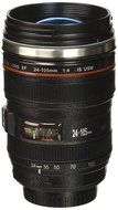 Lens Style Stainless Steel Travel Coffee Mug/Thermos with Leak-Proof Lid, 24-105mm, Black with Transparent Lid N3