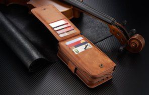 Samsung Galaxy S7 Dermis Wallet case,Aroko Handmade Genuine Cowhide Leather Wallet Cover Case Large Capacity Leather... N20