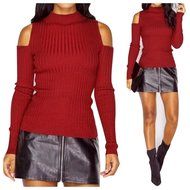 Women's Blouse,Laimeng Round neck Cotton blend Long Sleeve Knitted Pullover Sweater Slim Jumper Blouse (M, Black) N11