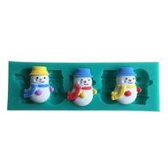 FLY 3D Silicone Snowman Shape Fondant Mold For Cooking Decorating Tools,Pink N3