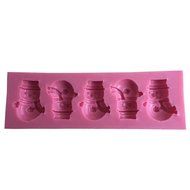 FLY 3D Silicone Snowman Shape Fondant Mold For Cooking Decorating Tools,Pink N5