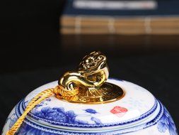 JKCOM China Ceramics Tea Container Tea Caddy Porcelain Tea Storage Jar N2