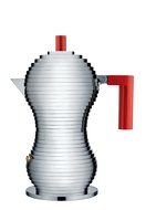 Alessi MDL02/3 R "Pulcina" Stove Top Espresso 3 Cup Coffee Maker in Aluminum Casting Handle And Knob in Pa, Red