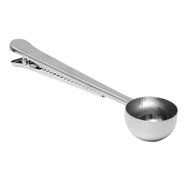 uhoMEy Stainless Steel Ground Coffee Measuring Scoop Spoon With Bag Seal Clip Silver N3
