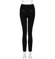 PHOTNO Women Leather Look Panel Leggings Jeggings Zip Stretch Trousers Black N6
