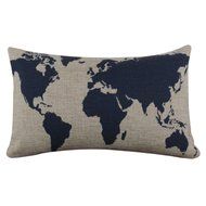 Beautyvan plain colour Burlap Linen Dark Blue World Map Decorative Cushion Cover N5