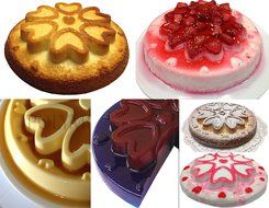 TWO TIERS Hearts Flower Mold Pan 6 Cups, 10" Diameter - Silicone by Polymerose N2